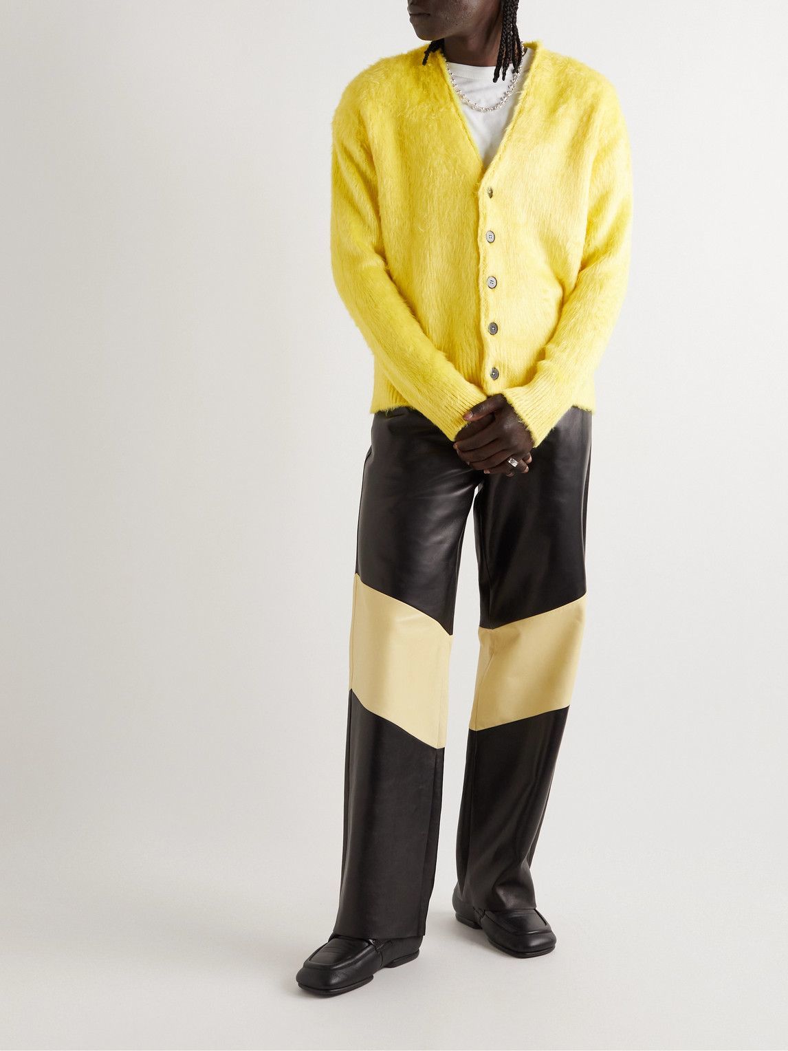 JIL SANDER イエローシルクカーディガン Jil Sander - Oversized Brushed-Silk Cardigan - Yellow Jil Sander