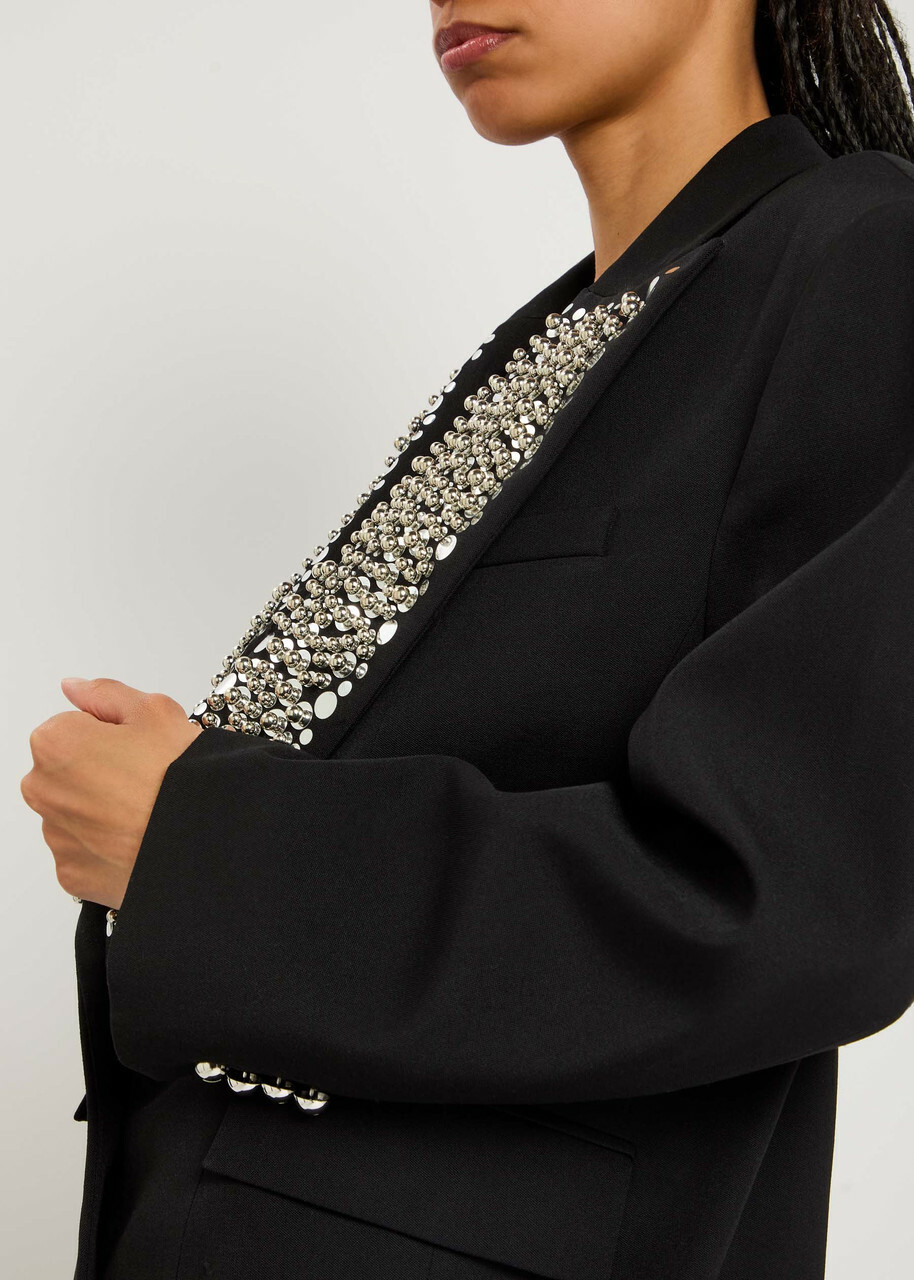 Rabanne Stud-embellished Wool Blazer Black