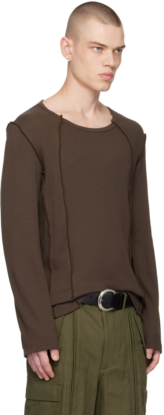 NVRFRGT Brown Crewneck Long Sleeve T-Shirt