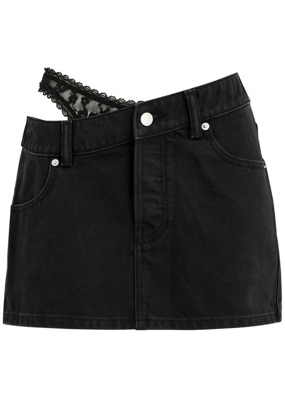 Photo: Alexanderwang.t Underwear-effect Denim Mini Skirt Black