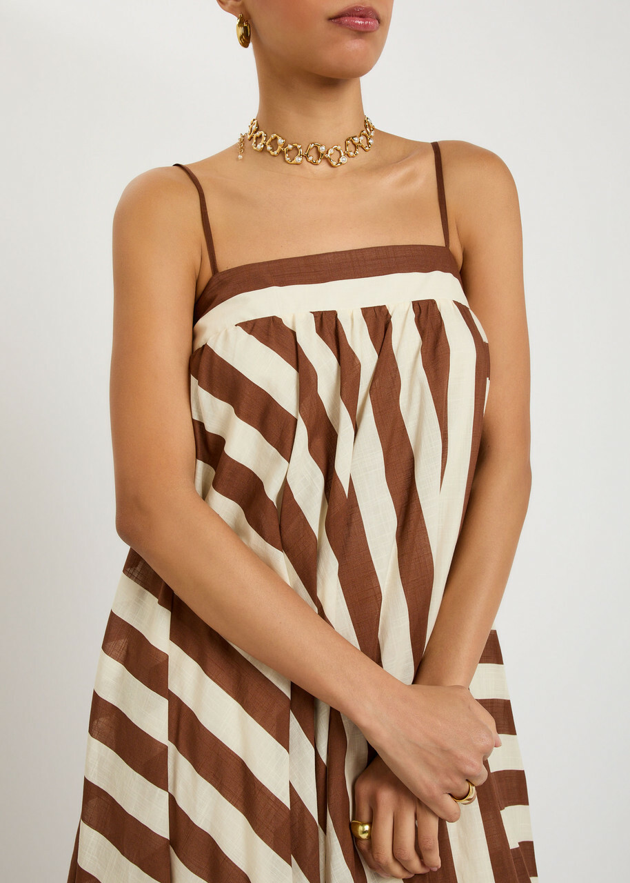 Zimmermann Daylight Striped Cotton Maxi Dress Cream