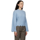 3.1 Phillip Lim Blue Wool and Alpaca Scalloped Sweater