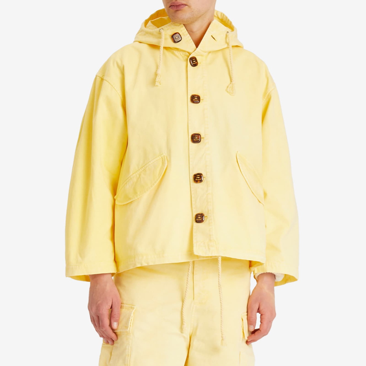 Late Checkout Men's Faded Short Parka Jacket in Yellow