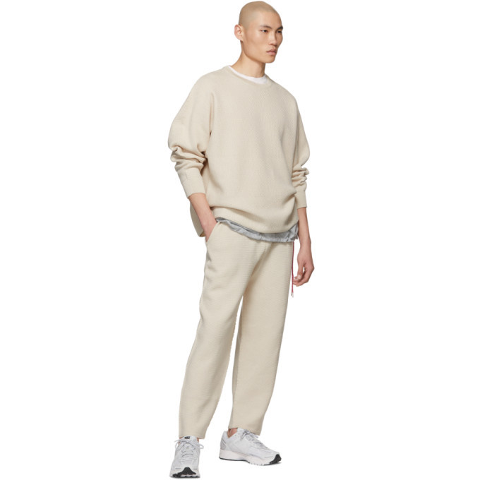 Homme Plisse Issey Miyake Off-White Rustic Knit Trousers Homme