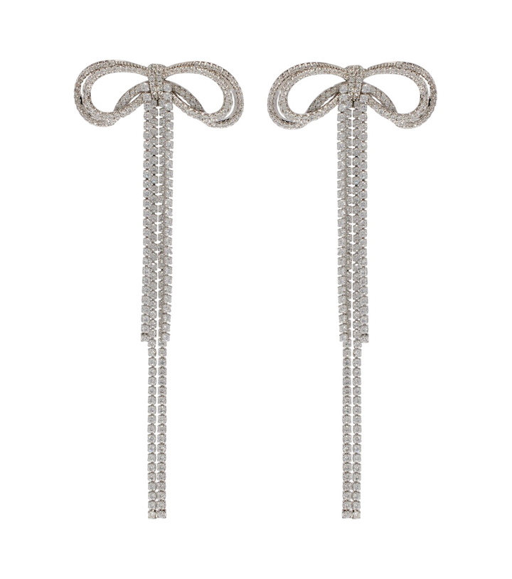 Photo: Self-Portrait Bow crystal-embellished earrings