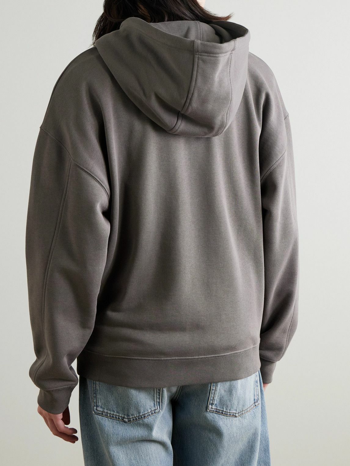 LOEWE - Logo-Embroidered Cotton-Jersey Zip-Up Hoodie - Gray