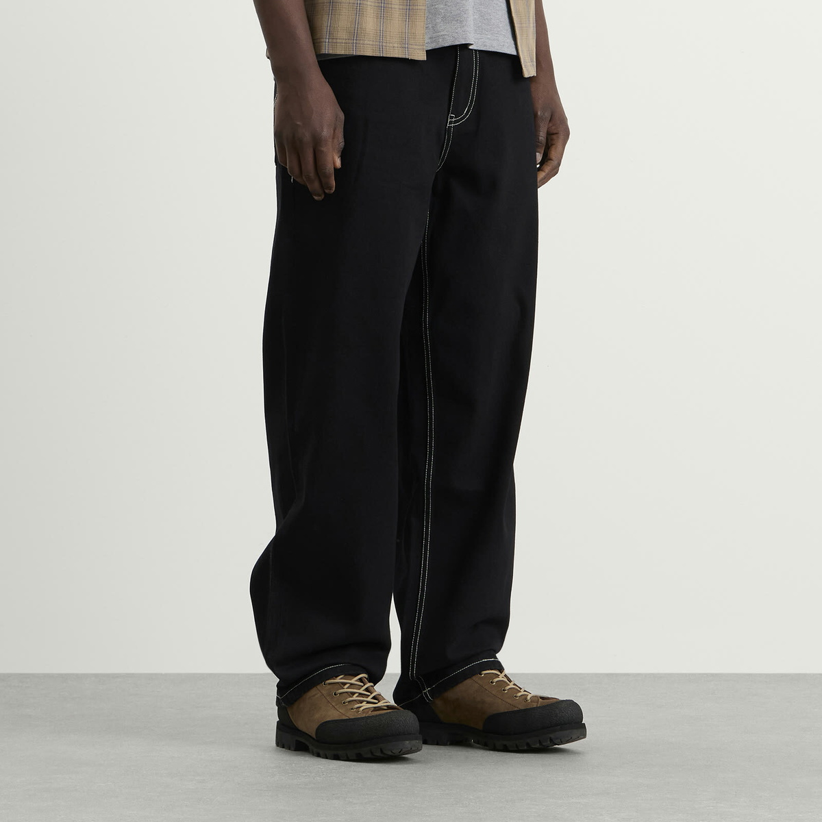 Dime Men's Baggy Denim Pants in Black (Contrast Stitch)
