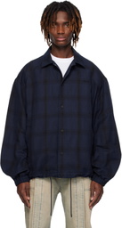 Juun.J Navy Core Check Overshirt
