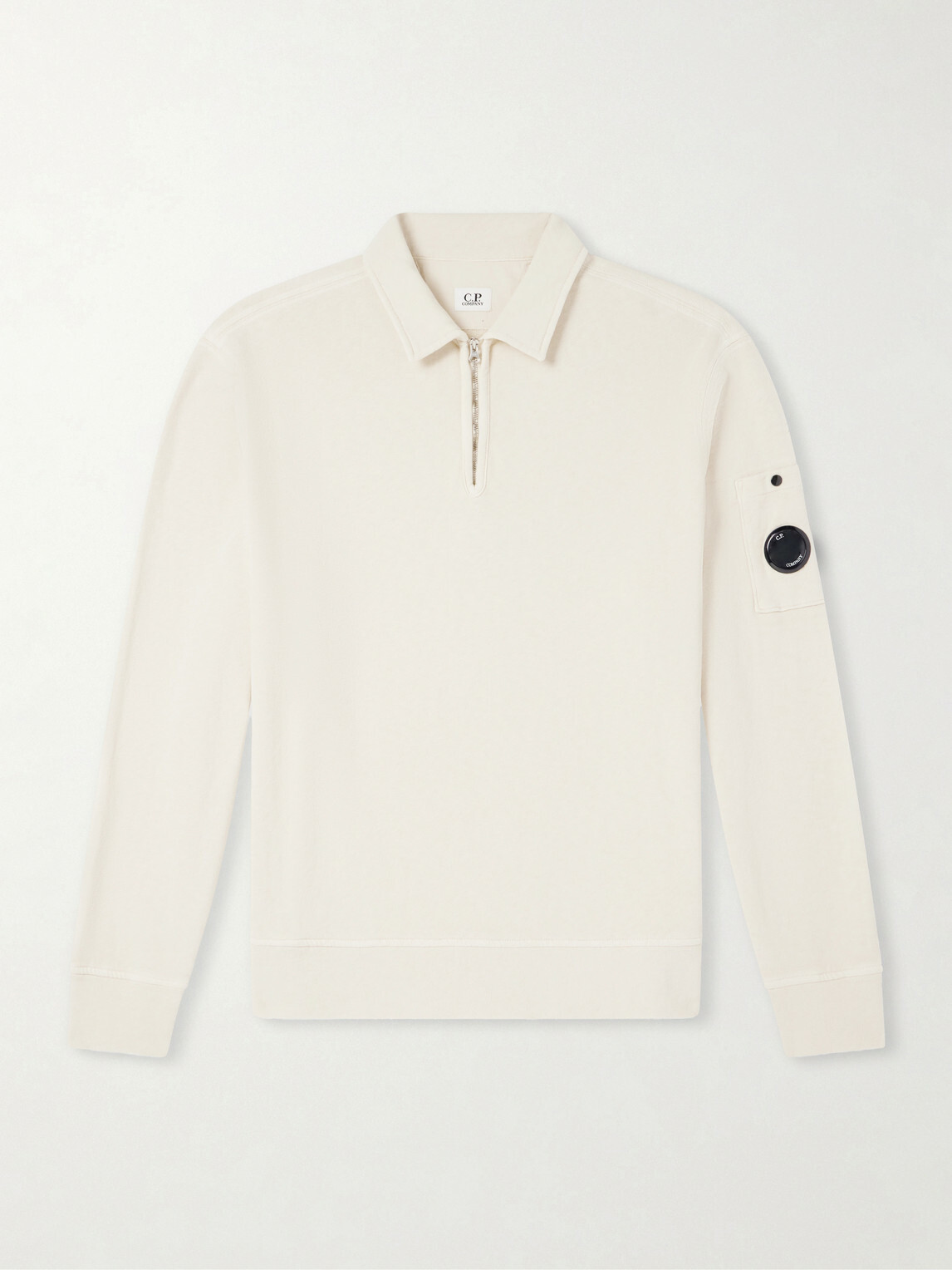 C.P. Company - Logo-Appliquéd Cotton Half-Zip Sweater - Neutrals