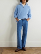 Ghiaia Cashmere - Ribbed Wool Half-Zip Sweater - Blue