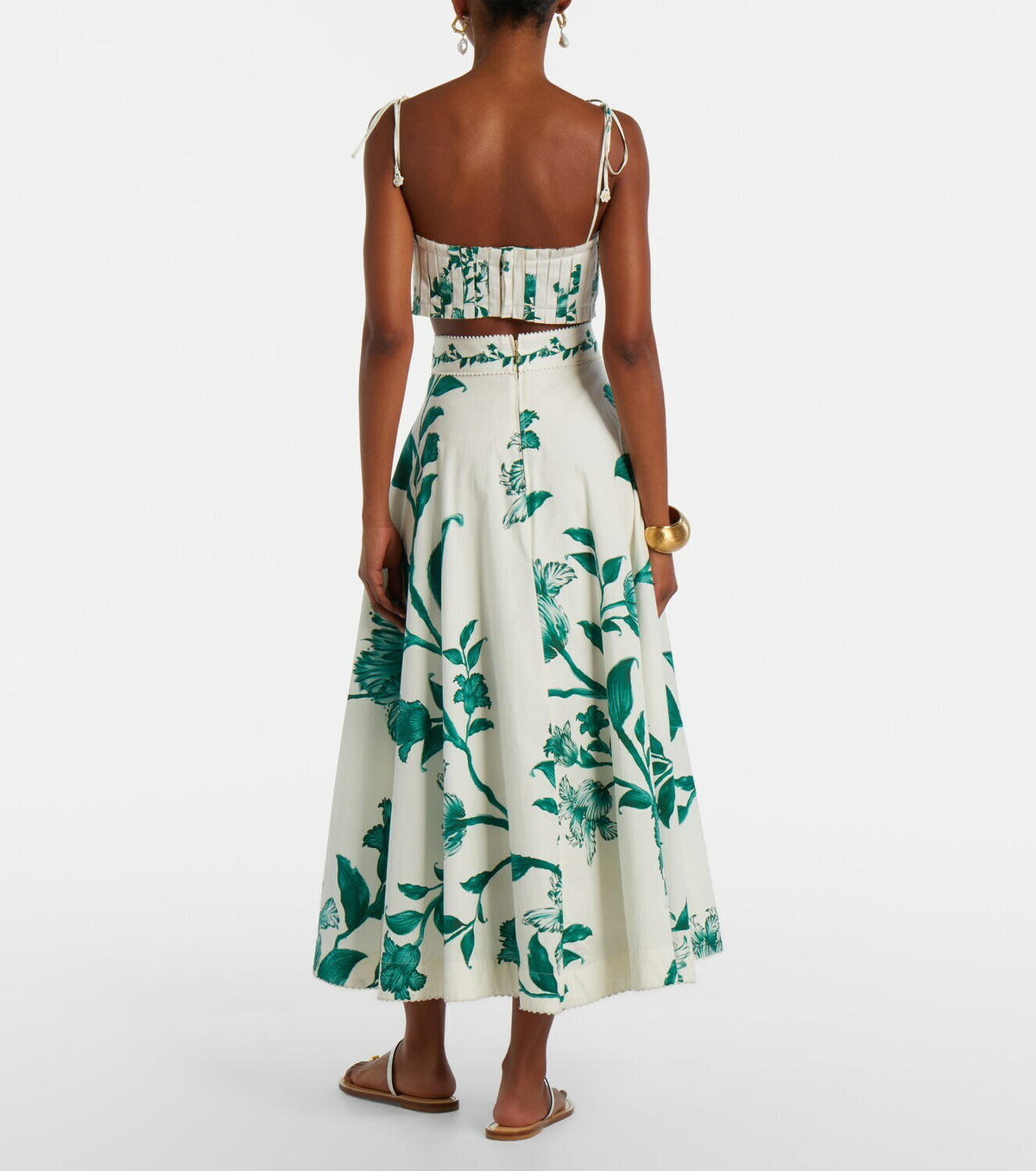 Agua by Agua Bendita Bergamota embellished floral cotton maxi skirt