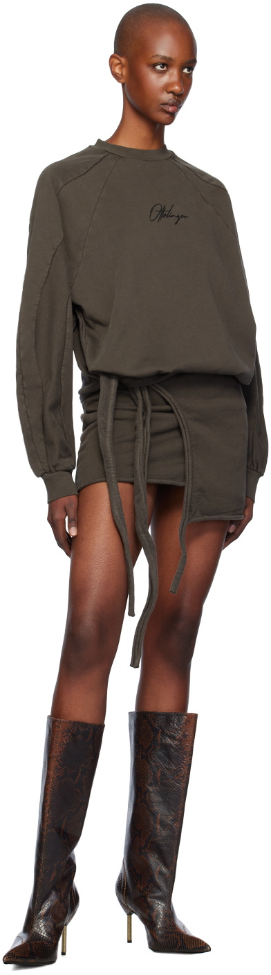 Ottolinger Brown Drape Jersey Minidress