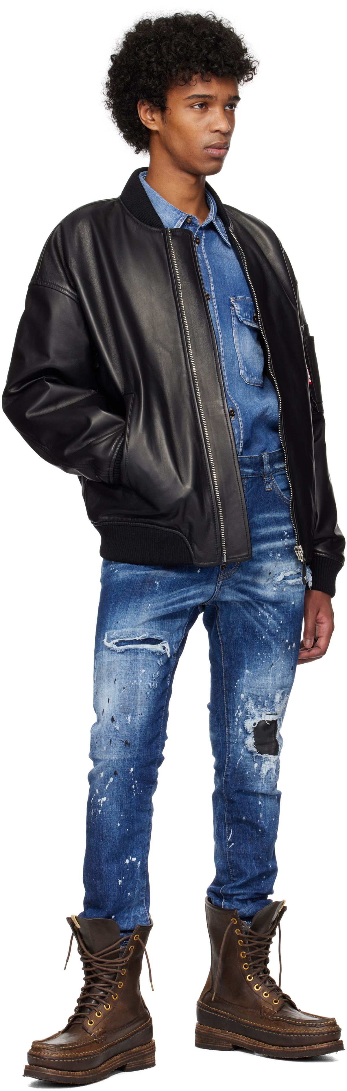 Dsquared2 Black Cypress Leather Jacket
