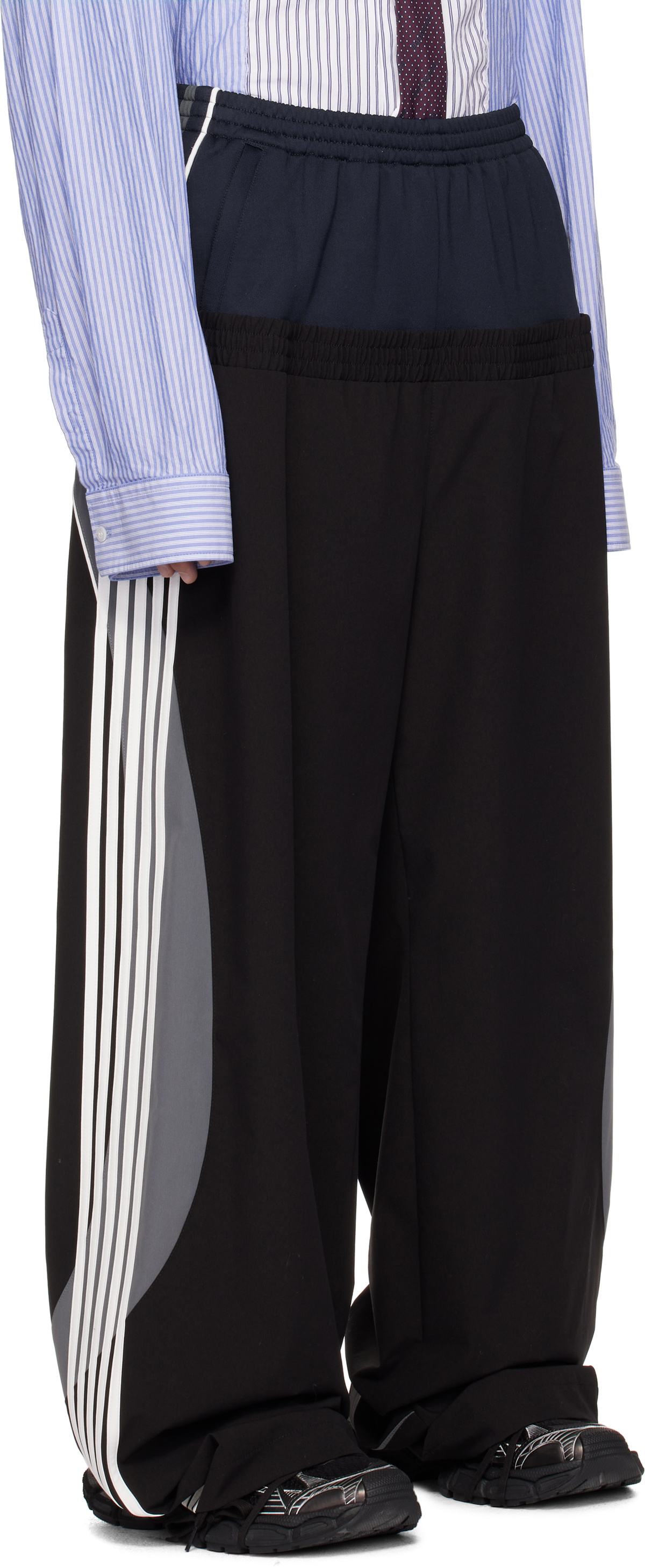 【BALENCIAGA】Striped Cupro Oversized Trousers ブラック Balenciaga Black Side Stripe Rental Tuxedo Pants, Size Small