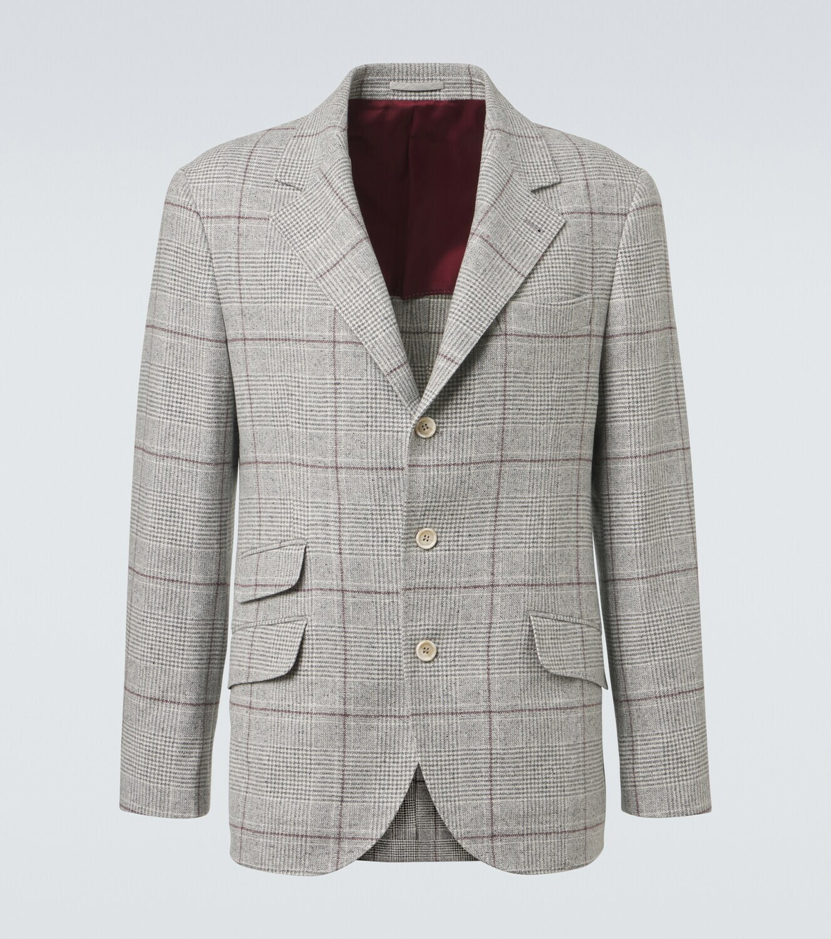Brunello Cucinelli Checked silk, wool, and cashmere blazer
