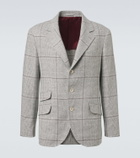 Brunello Cucinelli Checked silk, wool, and cashmere blazer