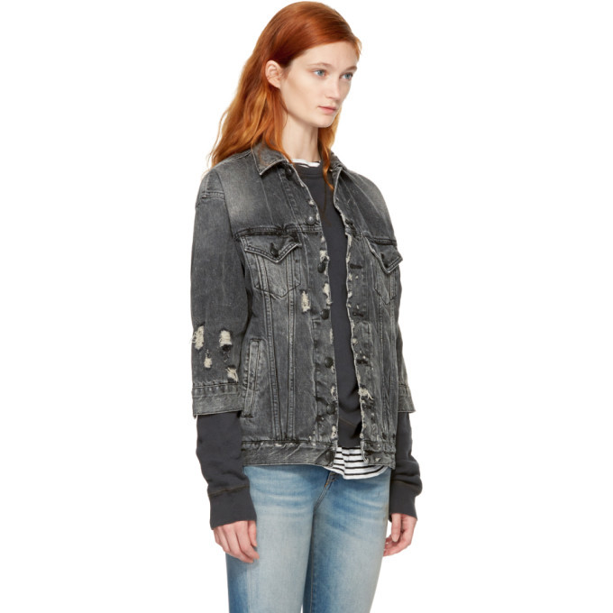 R13 Black Oversized Denim Trucker Jacket R13