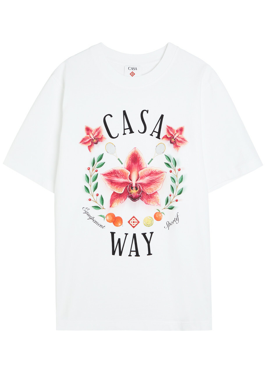 Casablanca Casa Way Orchid Printed Cotton T-shirt White