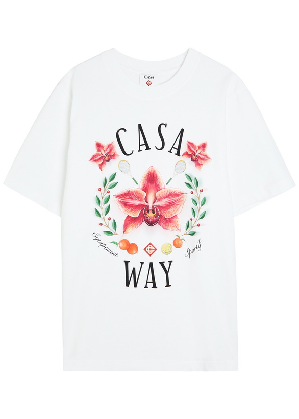 Photo: Casablanca Casa Way Orchid Printed Cotton T-shirt White