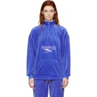 Reebok Classics Blue Velour Vector Half-Zip Sweatshirt