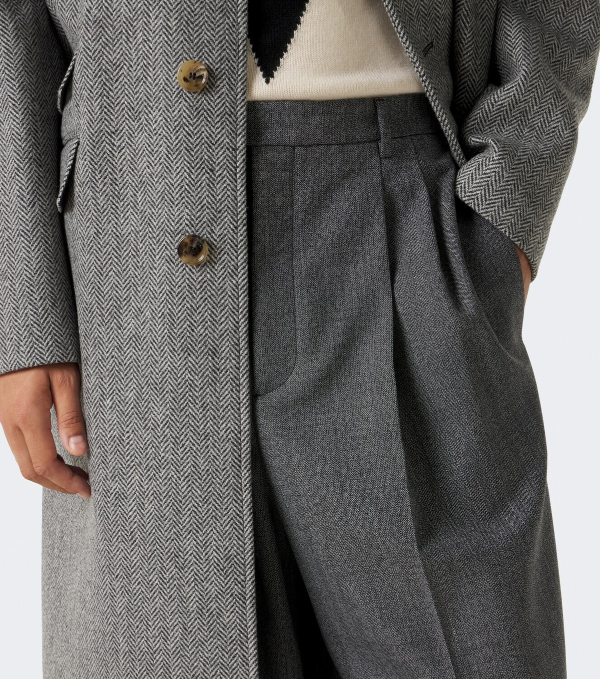 Valentino Herringbone wide-leg pants