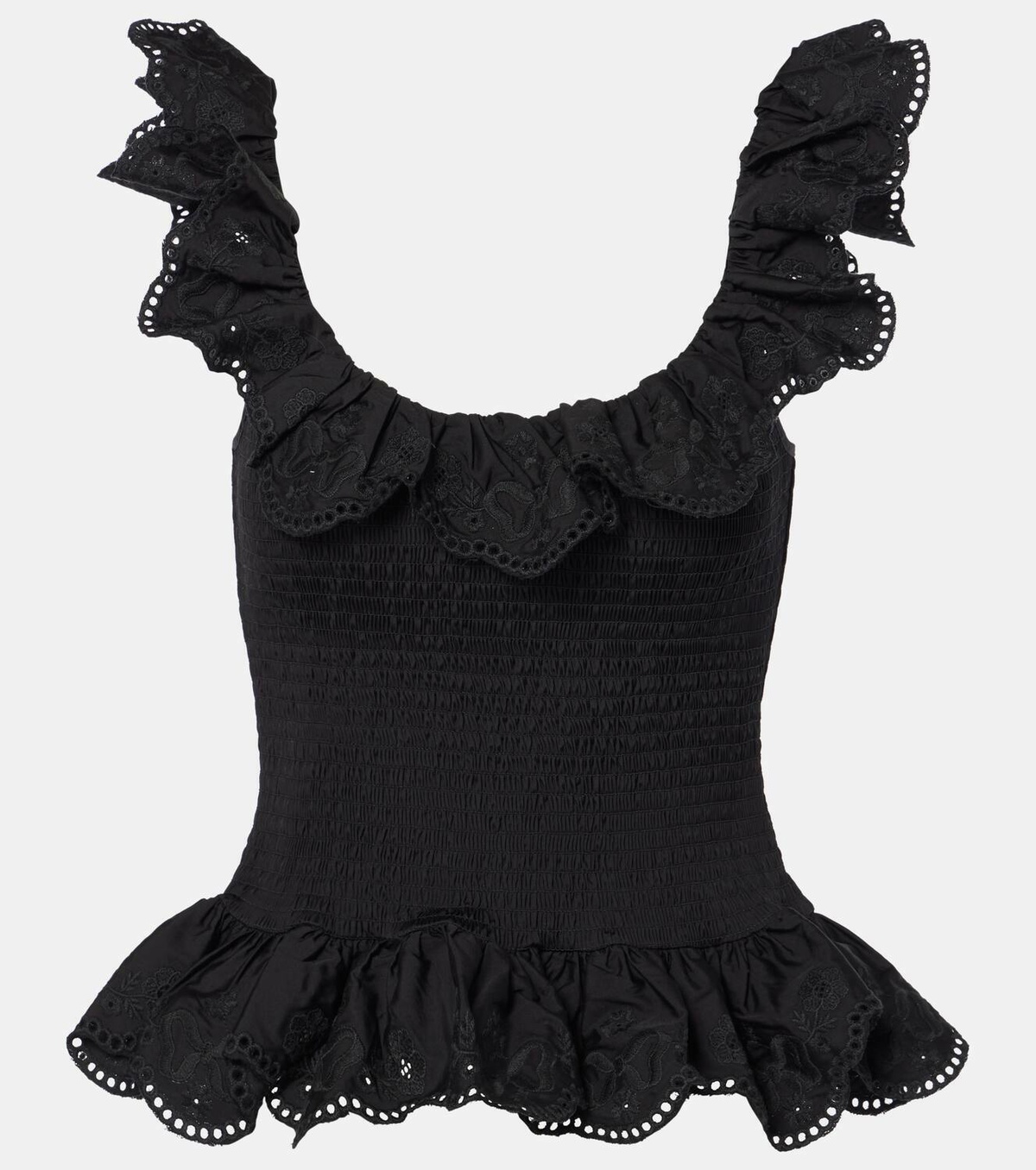 Susan Fang Ruffled cotton peplum top