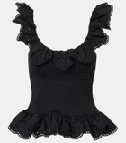 Susan Fang Ruffled cotton peplum top