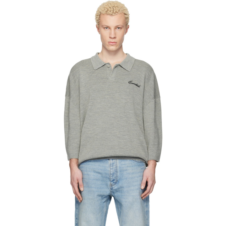 Photo: Fear of God ESSENTIALS Gray Signature 3/4 Sleeve 90s Knit Polo