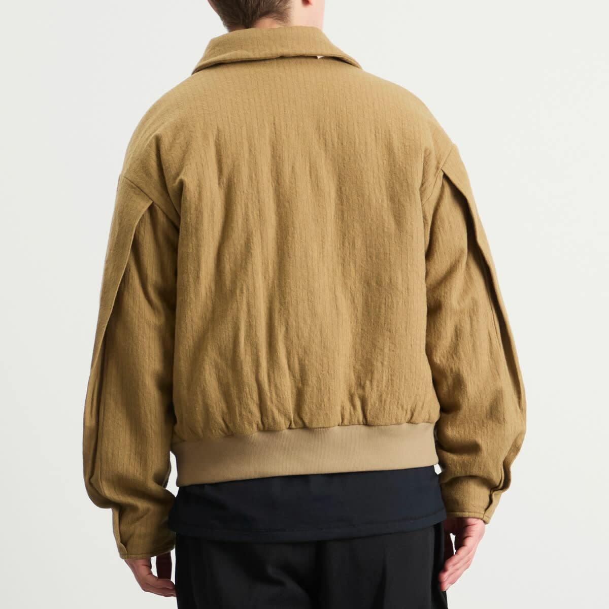 Merely Made Men's Wool Stripe Bomber Jacket in Brown