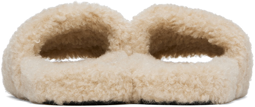 Balenciaga Beige Furry Slides Balenciaga