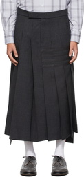 Thom Browne Grey Wool 4-Bar Backstrap Pleated Skirt