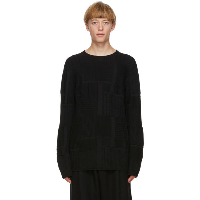 Photo: Comme des Garcons Homme Plus Black Patterned Worsted Yarn Sweater