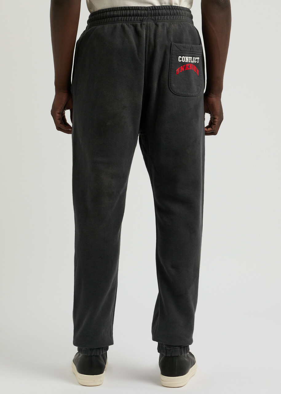 Saint Mxxxxxx Denim Tears Struggle Printed Cotton Sweatpants Black