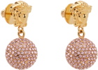 Versace Gold & Pink Medusa Crystal Ball Earrings