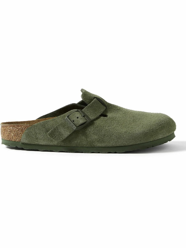 Photo: Birkenstock - Boston Suede Clogs - Green