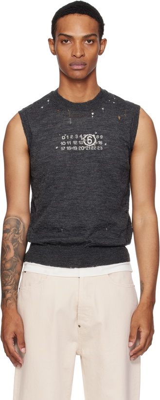 Photo: MM6 Maison Margiela Gray Wool Sweater Vest