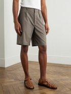 De Bonne Facture - Straight-Leg Pleated Wool Shorts - Green
