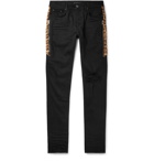 AMIRI - Skinny-Fit Calf Hair-Trimmed Distressed Stretch-Denim Jeans - Black