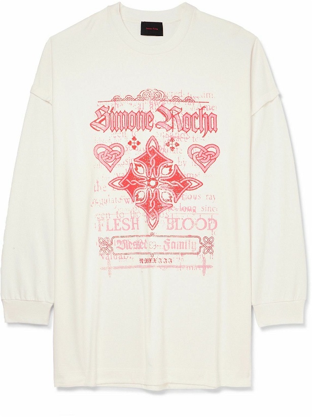 Photo: Simone Rocha - Oversized Printed Cotton-Jersey T-Shirt - White