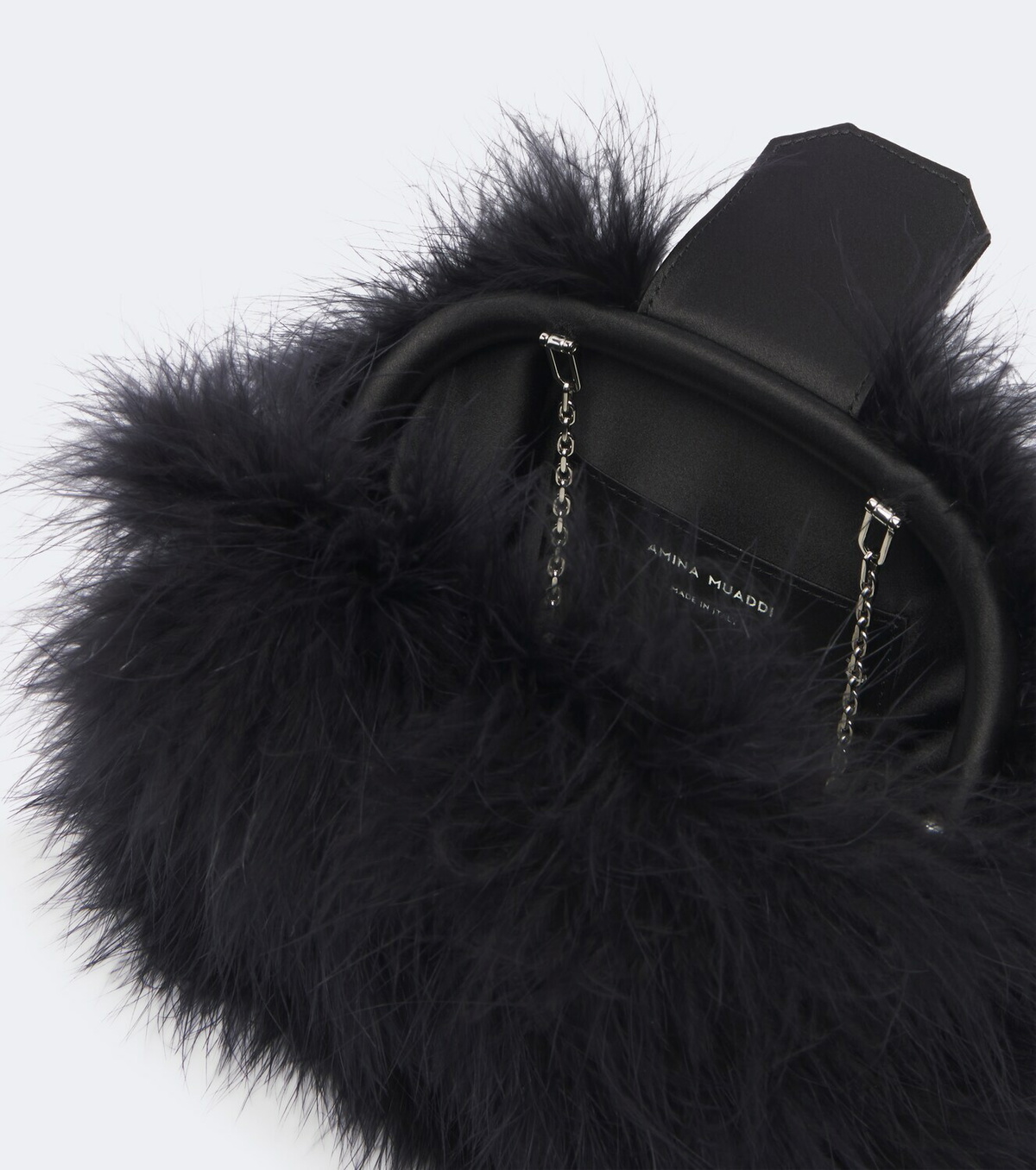 Amina Muaddi Camelia embellished feather clutch