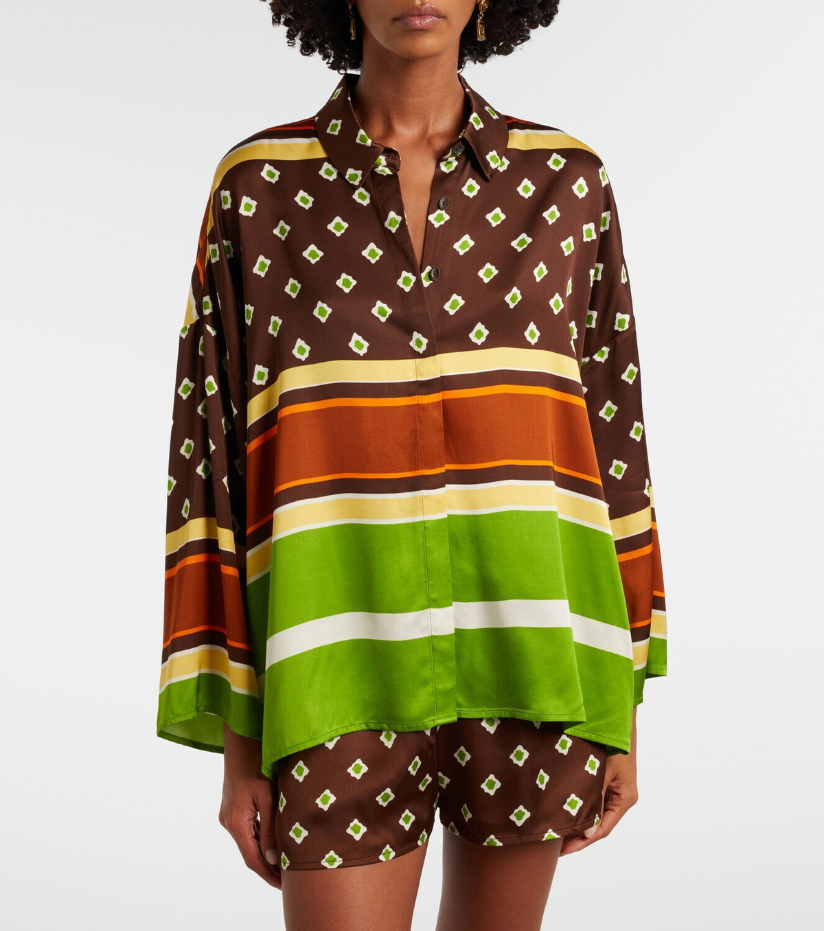 Faithfull Cora printed satin shirt