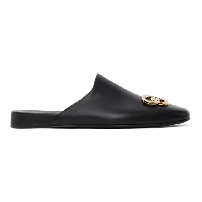 Cosy BB Patent Leather Slippers in Black - Balenciaga