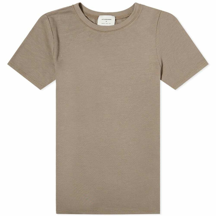 Photo: Stylerunner Women's Short Sleeve Fine Ribbed Body in Pebble
