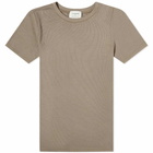 Stylerunner Women's Short Sleeve Fine Ribbed Body in Pebble