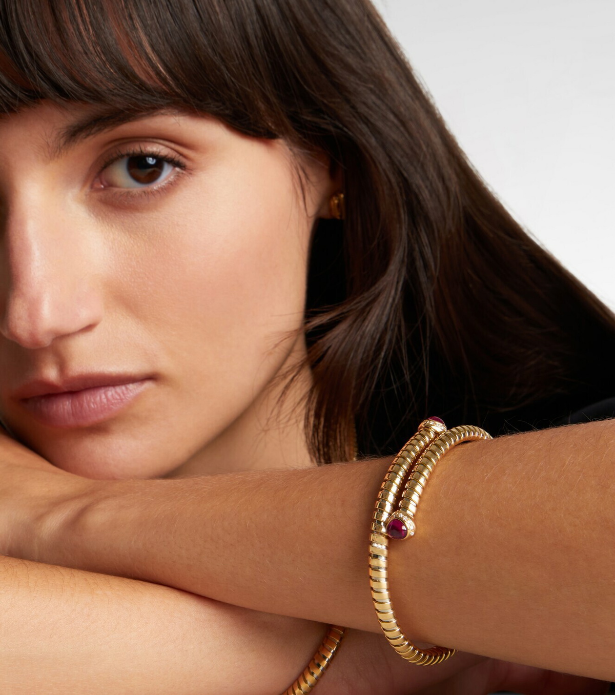 Marina B 18kt yellow gold bangle with rubies and diamonds