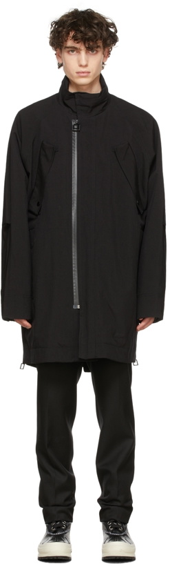 Photo: Wooyoungmi Black Canvas Asymmetrical Coat