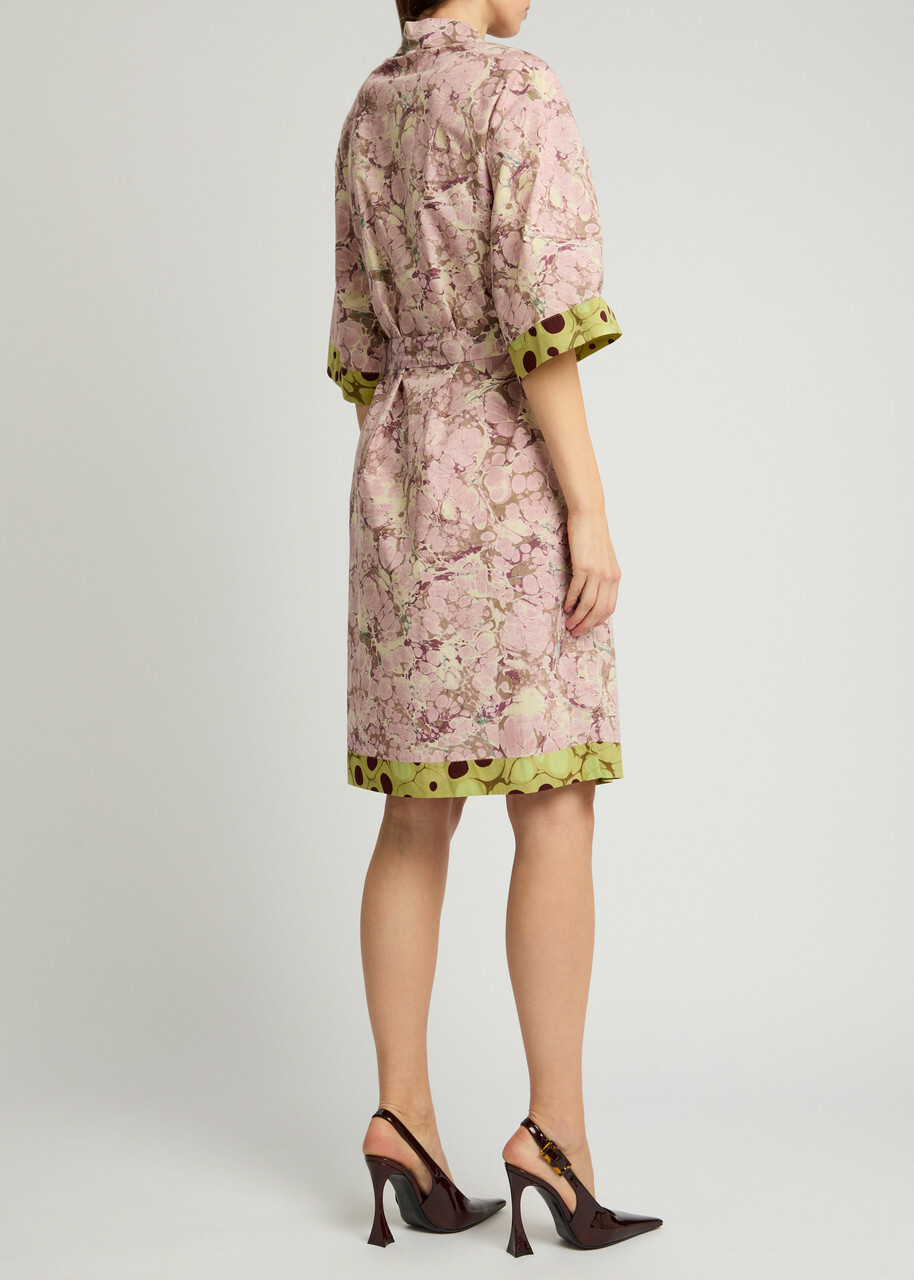Dries Van Noten Doralia Printed Cotton Mini Shirt Dress Pink Other