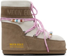 Guest in Residence Off White & Taupe Moon Boot Edition Icon Low Beaded Suede Boots