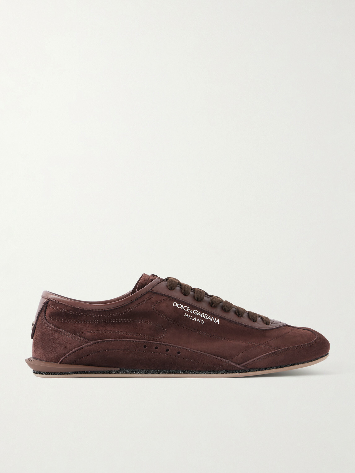 Dolce&Gabbana - Leather-Trimmed Suede Sneakers - Brown