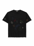 BODE - Field Guide Embroidered Cotton-Jersey T-Shirt - Black